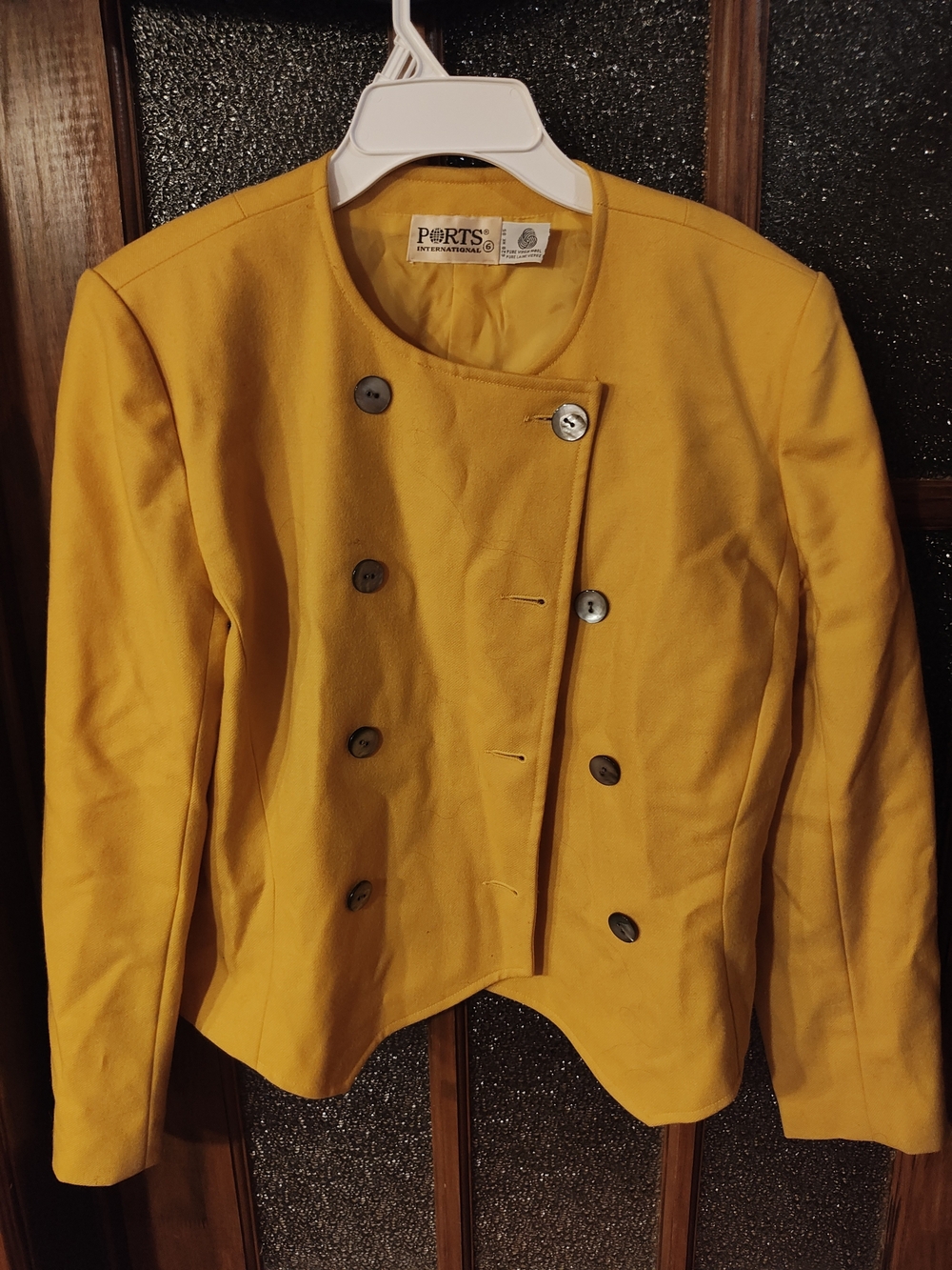 Ports International Yellow Double-Breasted Cropped Blazer